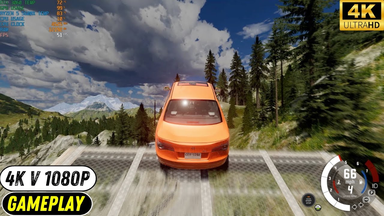 BEAMNG GAMEPLAY 1080P VS 4K 60FPS - Low/Med/High/Ultra Settings - YouTube