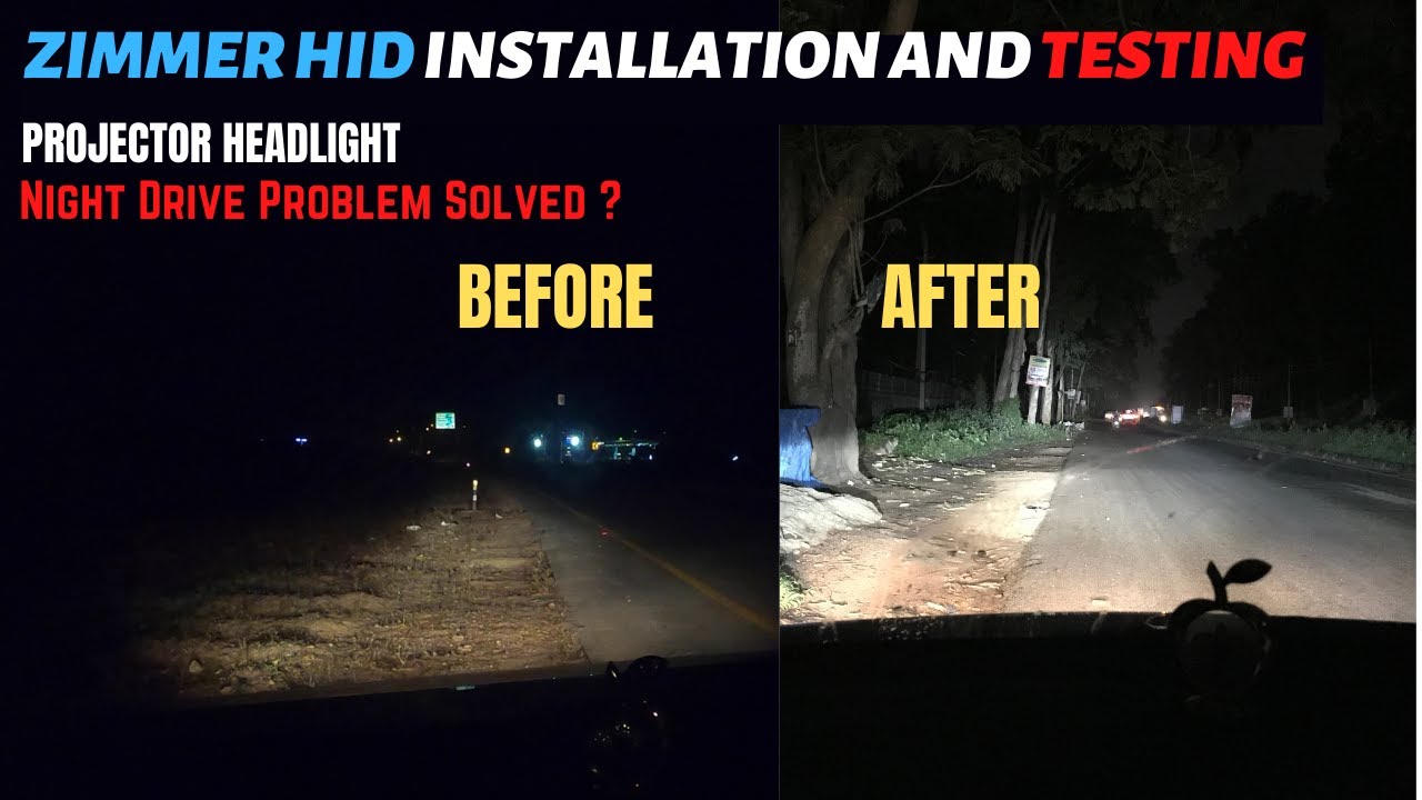 HID Installation In My Car Projector Headlight | Performance Testing | ZIMMER HID 65W | White Light