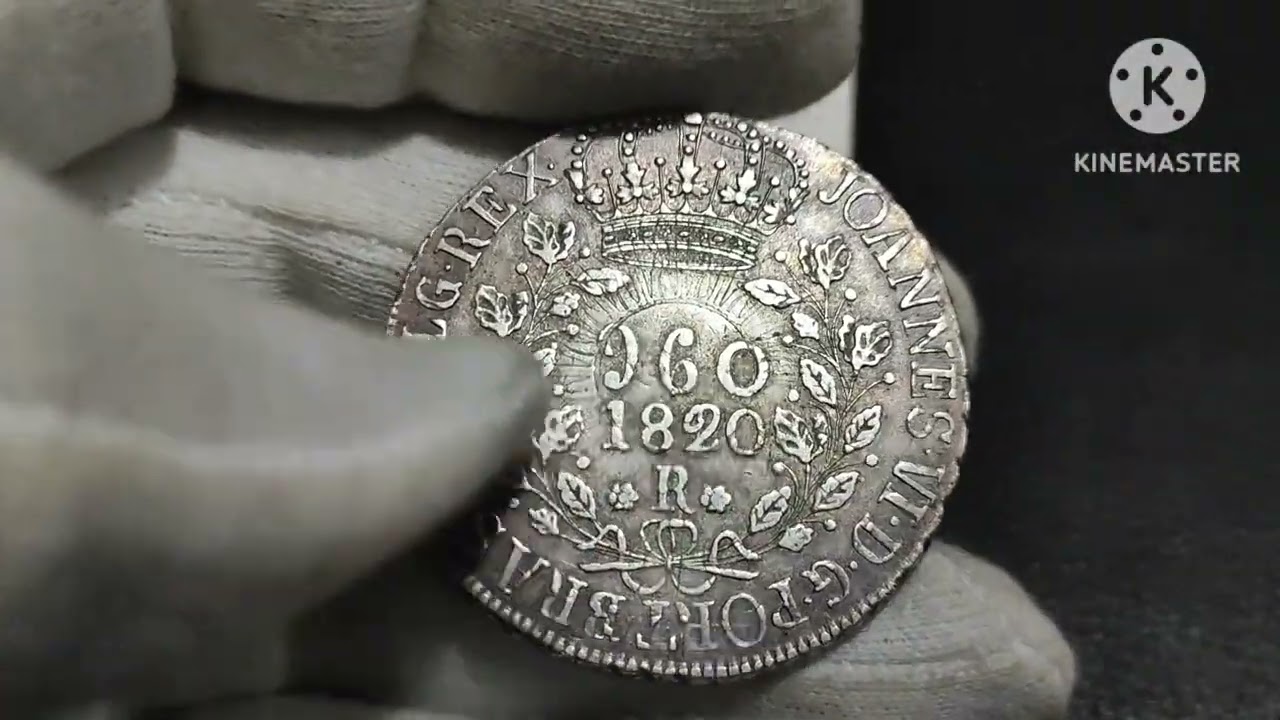 960 réis - Raro patacão recunhado sobre Sol argentino.  Recunho visível.