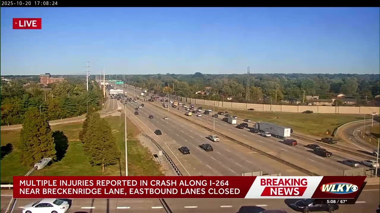 All lanes blocked on I-264 E after multi-vehicle crash - YouTube