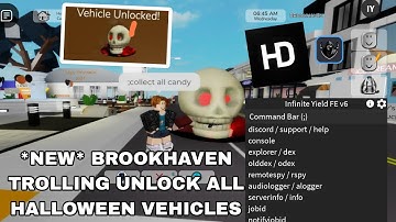 *NEW* Brookhaven Admin Commands Unlock All Halloween Cars | Fluxus,Hydrogen,Delta,Arceus X Mobile