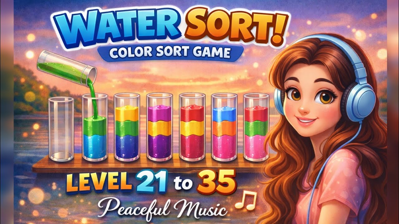 Water Sort! Color Sort Game – Level 21 to 35 | Relaxing Gameplay | No Commentary | Peaceful Music