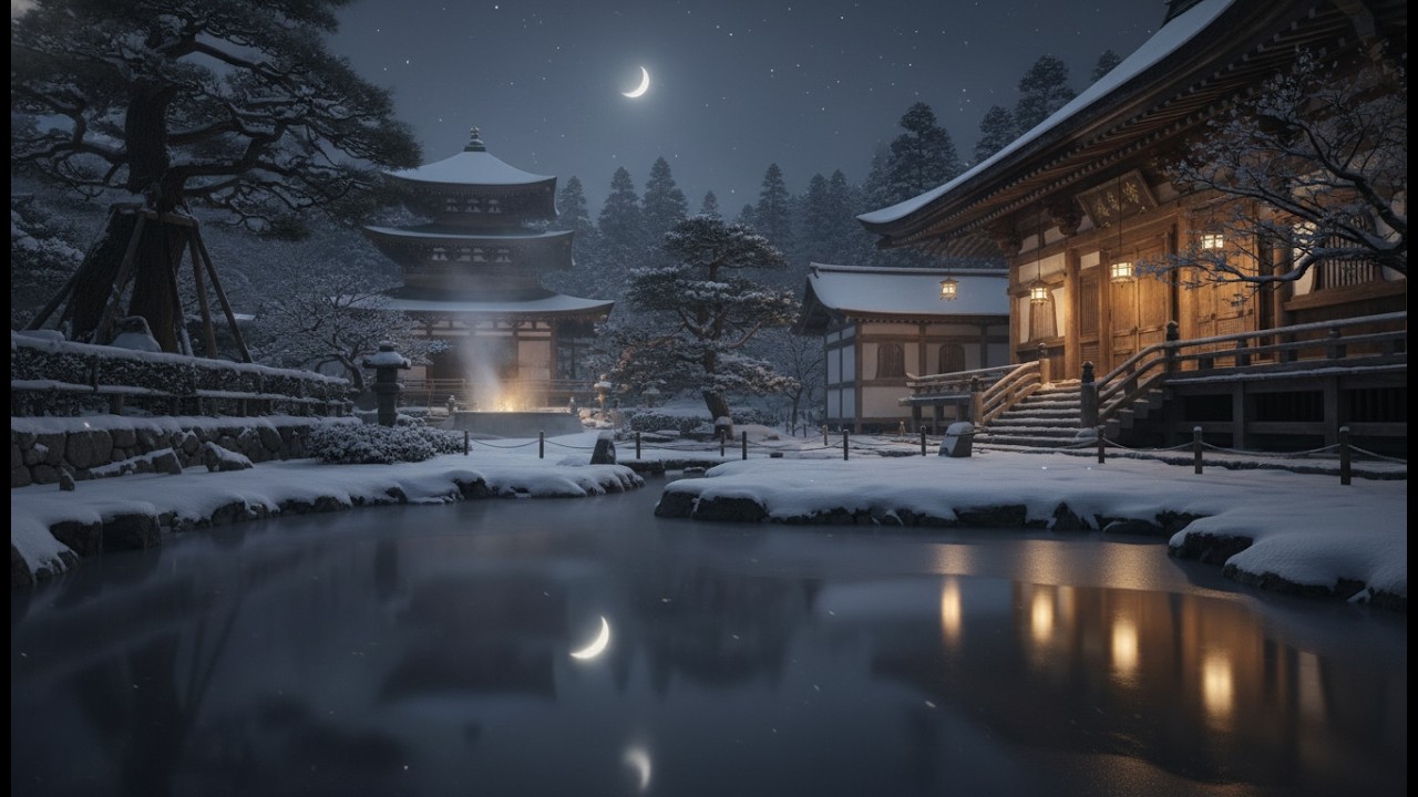 【不眠解消BGM】耳鳴りを和らげるピンクノイズと癒しのピアノ・雪の夜（20分後に暗転） / Sleep Music & Tinnitus Relief
