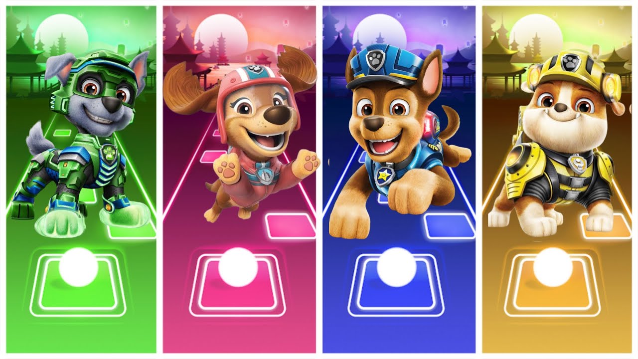Paw Patrol - Rocky 🆚 Liberty 🆚 Chase 🆚 Rubble 🎶 Tiles Hop EDM Rush
