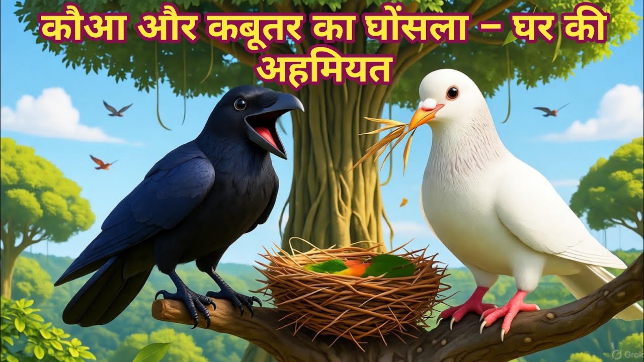 कौआ और कबूतर का घोंसला – घर की अहमियत | Crow and Pigeon Nest – Value of Home | Moral Hindi Story
