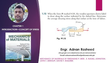 1.15 Determine average shearing stress along surface at time of failure | Mech of materials beer