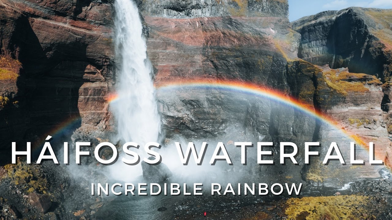 Háifoss Waterfall, Iceland | Incredible Rainbow | 4k