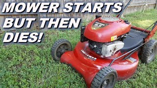 Lawn Mower starts and then dies, turned out to be an easy cheap fix -Loctite!