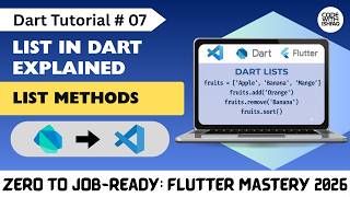 Lists in Dart Explained | Dart Tutorial # 07 | Complete Dart Course for Beginners