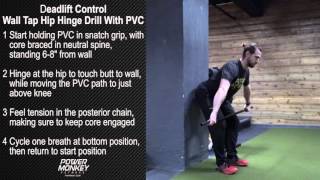 Deadlift Control  - Wall Tap Hip Hinge Drill With PVC