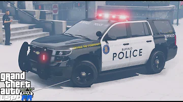 GTA 5 LSPDFR Police Mod #583 - Buffalo Police Department Tahoe & CVPI Pack - Snow Patrol Live Stream