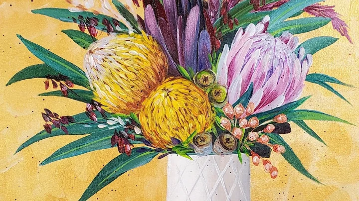 Protea Flower Bouquet Acrylic Painting LIVE Tutorial