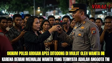 VIRAL ! OKNUM POLISI AROGAN APES DITODONG DI MULUT OLEH WANITA INI KARENA BERANI MEMALAK ANGGOTA TNI
