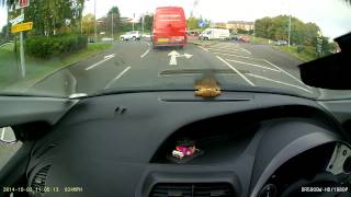 Parcel force van driver on phone, nearlys causing a crash