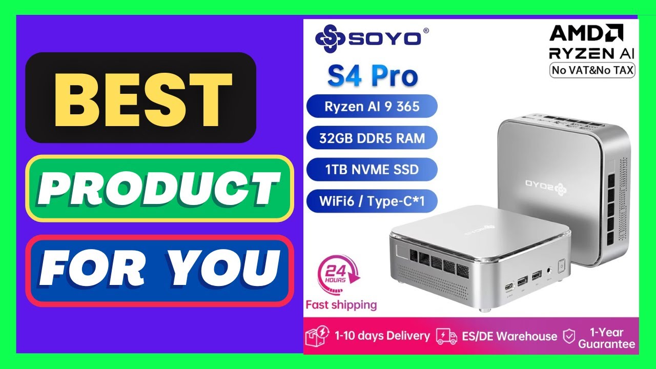SOYO S4 Pro Mini PC AMD Ryzen Ai 9 365 10 C ing Computer