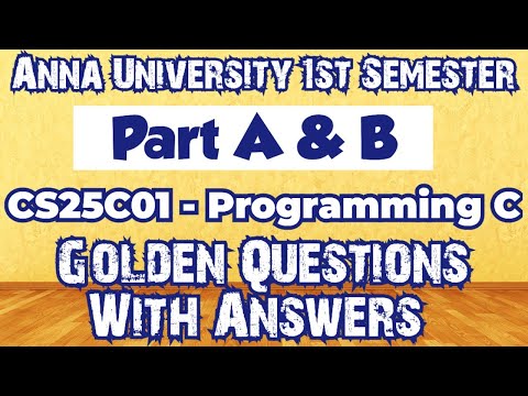CS25C01|Important questions|Computer Programming in C|Important questions|Engineering king|