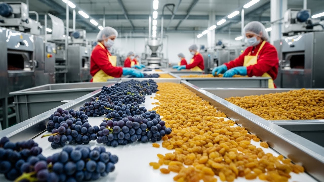 Внутри современной фабрики по производству изюма: от свежего винограда до натурально высушенного ...