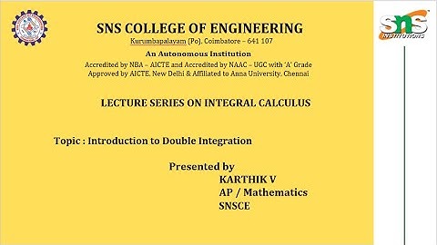Integral Calculus Lecture Series-2 | Karthik V | SNS Institutions