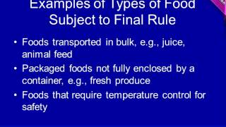 Final Rule for Sanitary Transportation