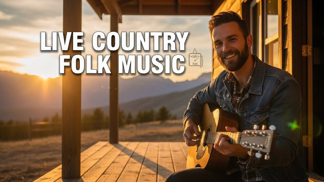LIVE Country Folk Music 24/7 Relaxing Acoustic Guitar for Long Drives and Cozy Nights