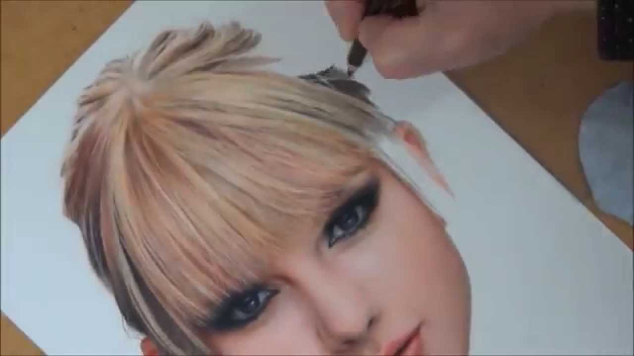 Colored Pencil Drawing Taylor Swift 色鉛筆画 テイラースウィフト 完成までの一部始終 動画 早送り Youtube