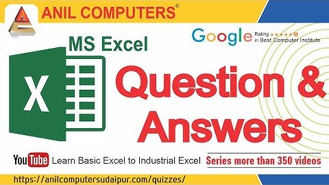 MS Excel Important Question & Answer in English | Anil Computers Udaipur