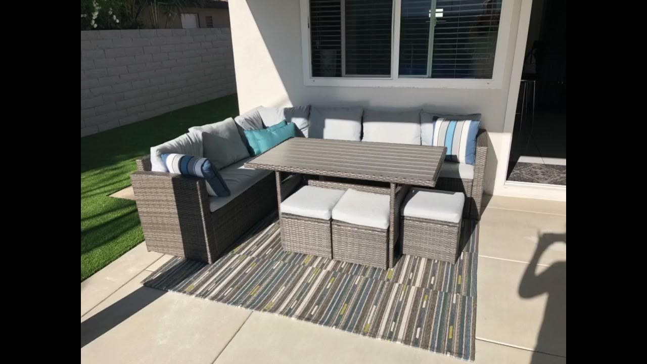 Wisteria Lane Patio Furniture Set,7 Piece Outdoor Dining Sectional Sofa