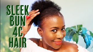 NATURAL 4C SLEEK HAIR BUN TUTORIAL with GOT2B HAIR GEL | ISOWA GALLERY