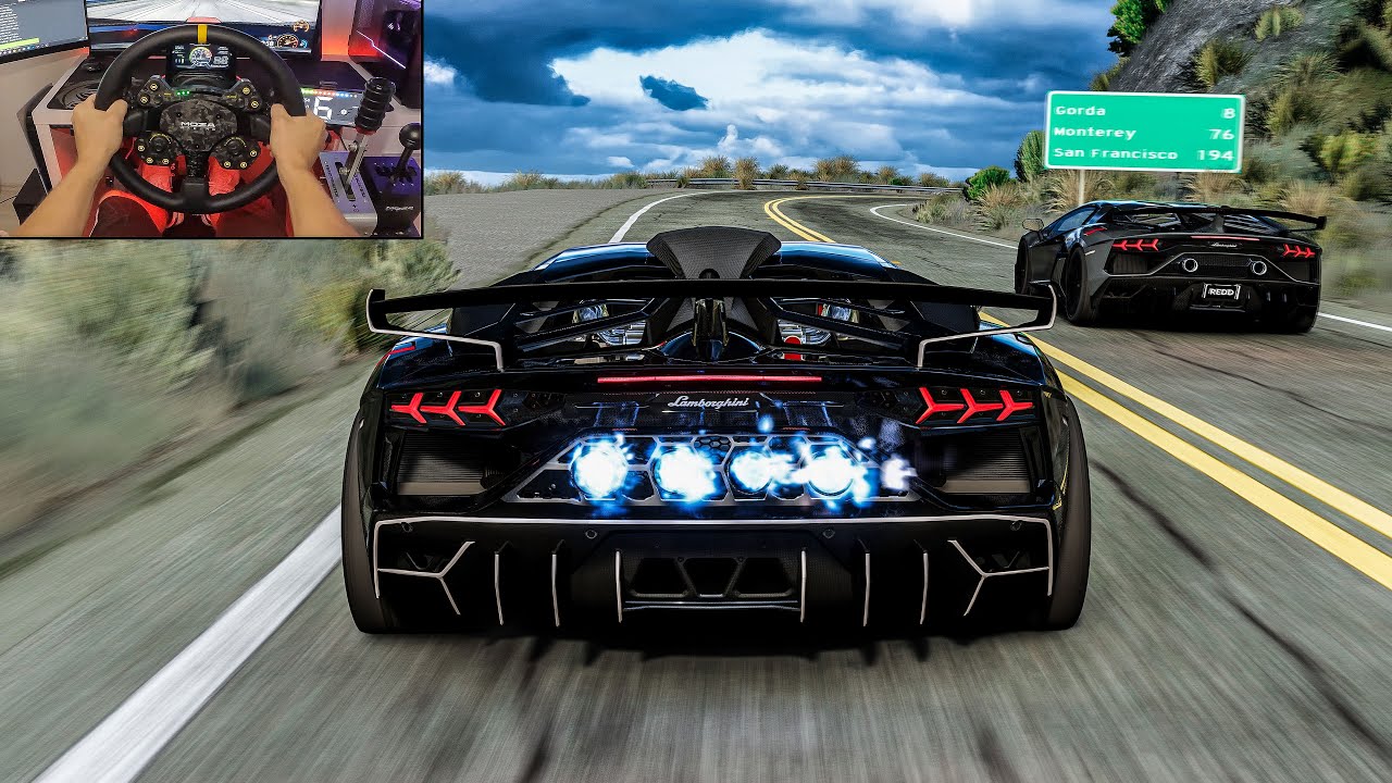 1000HP Lamborghini Aventador SVJ NOS Build Gintani Exhaust Convoy - Assetto Corsa | Moza R16 + VR