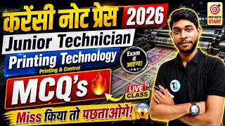 Currency Note Press Junior Technician Printing Technology MCQ Class - 01 | Printing and Control Post