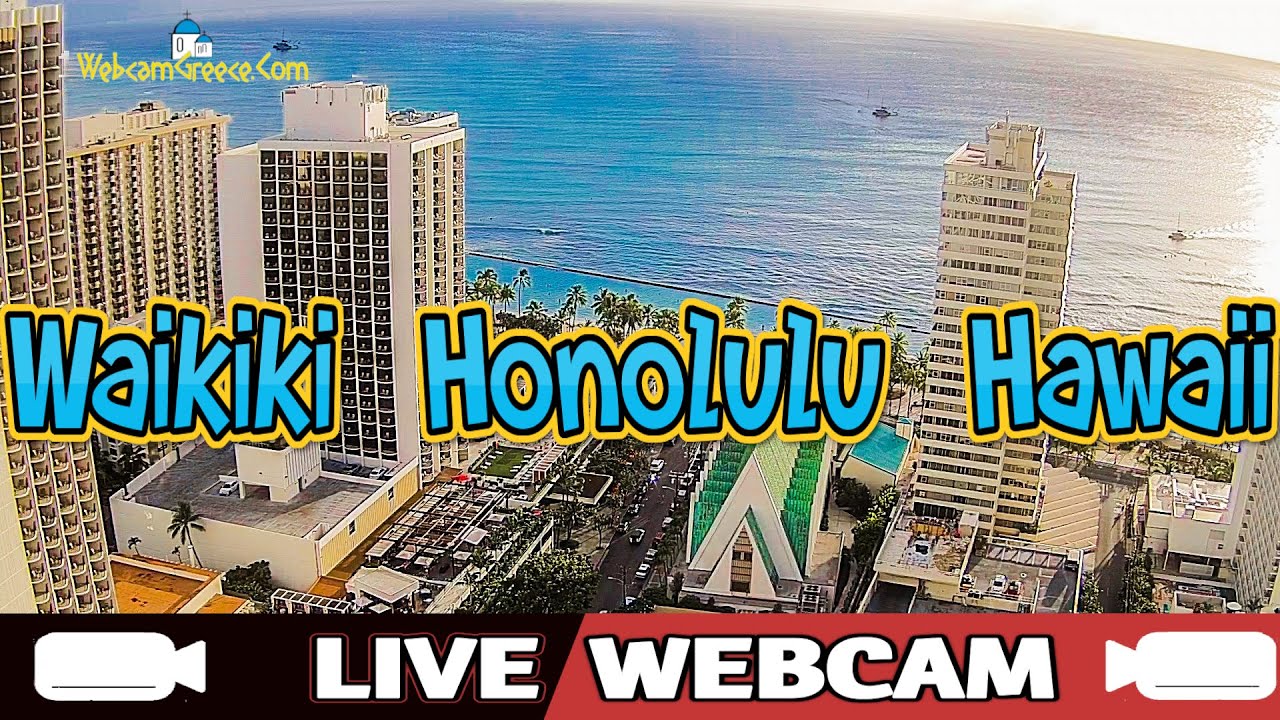 🔴🅻🅸🆅🅴🔴Waikiki Panorama🚤 Honolulu 🌊 Hawaii Webcam Kuhio Beach Park🏊‍♀️Hilton