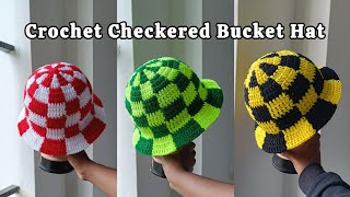 How to Crochet a checkered bucket hat || Step by step crochet a bucket hat for beginners!
