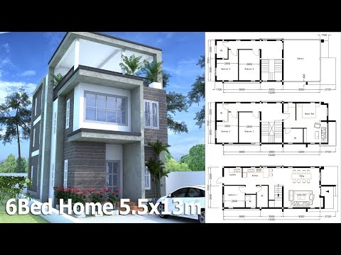 3-story-home-design-plan-5.5x13m-with-6-bedroom