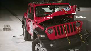 Jeep Wrangler tips over in crash test