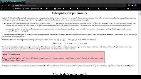 Introducción interpolación polinómica y matriz de Vandermonde