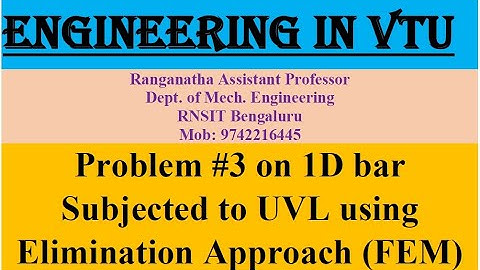 Problem #3 on 1 D Bar Using Elimination Approach, [Module II, Lecture-9], #FEM, #VTU, #17ME61