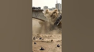 Moment the Bridge Almost Swept Away by Heavy Floods! #viral #shorts