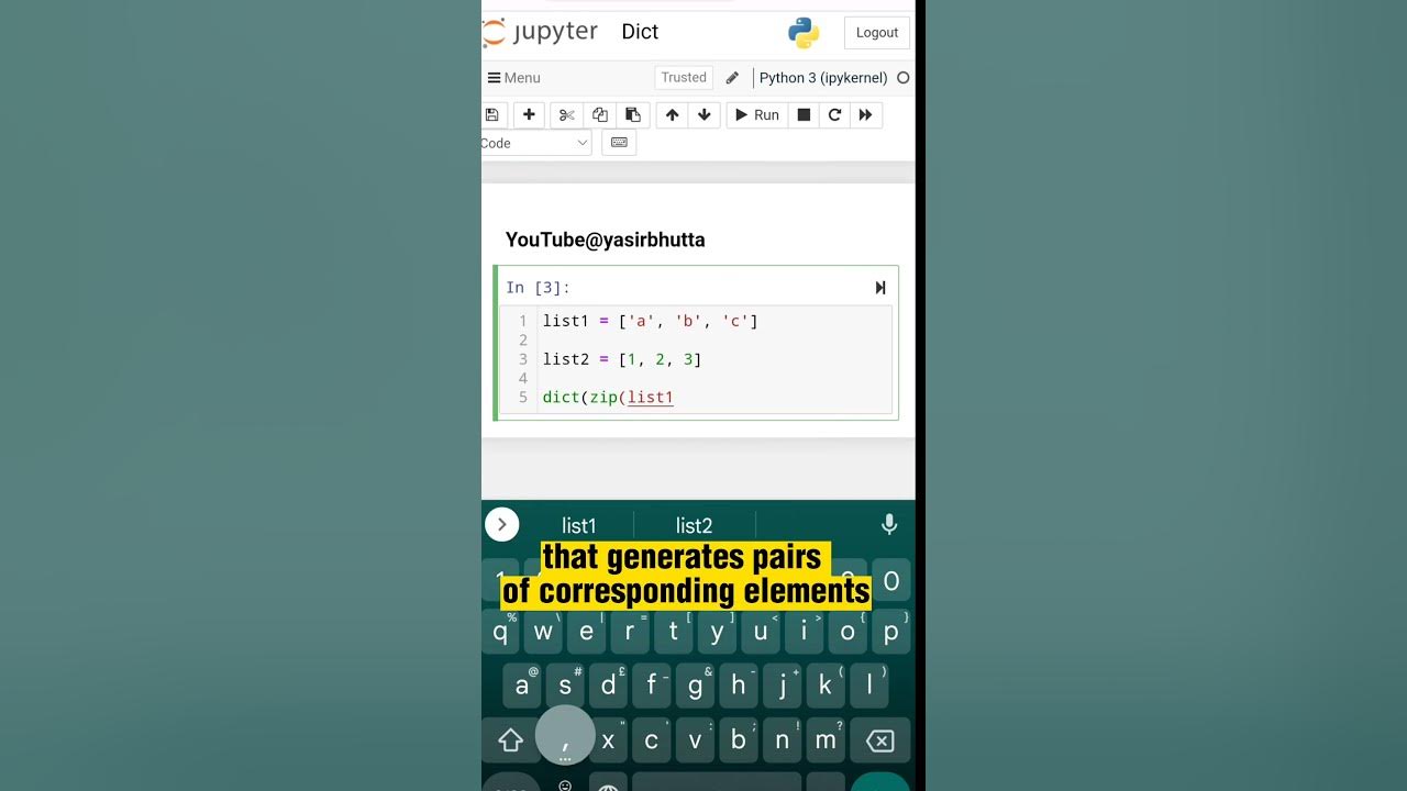 Python Tutorial: Creating a Dictionary from Two Lists #yasirbhutta # ...