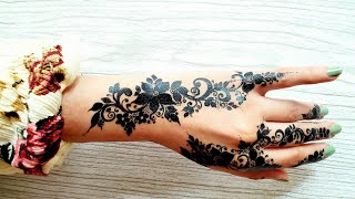 نقش اسود ورد اسود لليد والرجل لكل للمناسبات الرائعة VERY BEAUTIFUL LATEST FLORAL ARABIC حناء ورد9