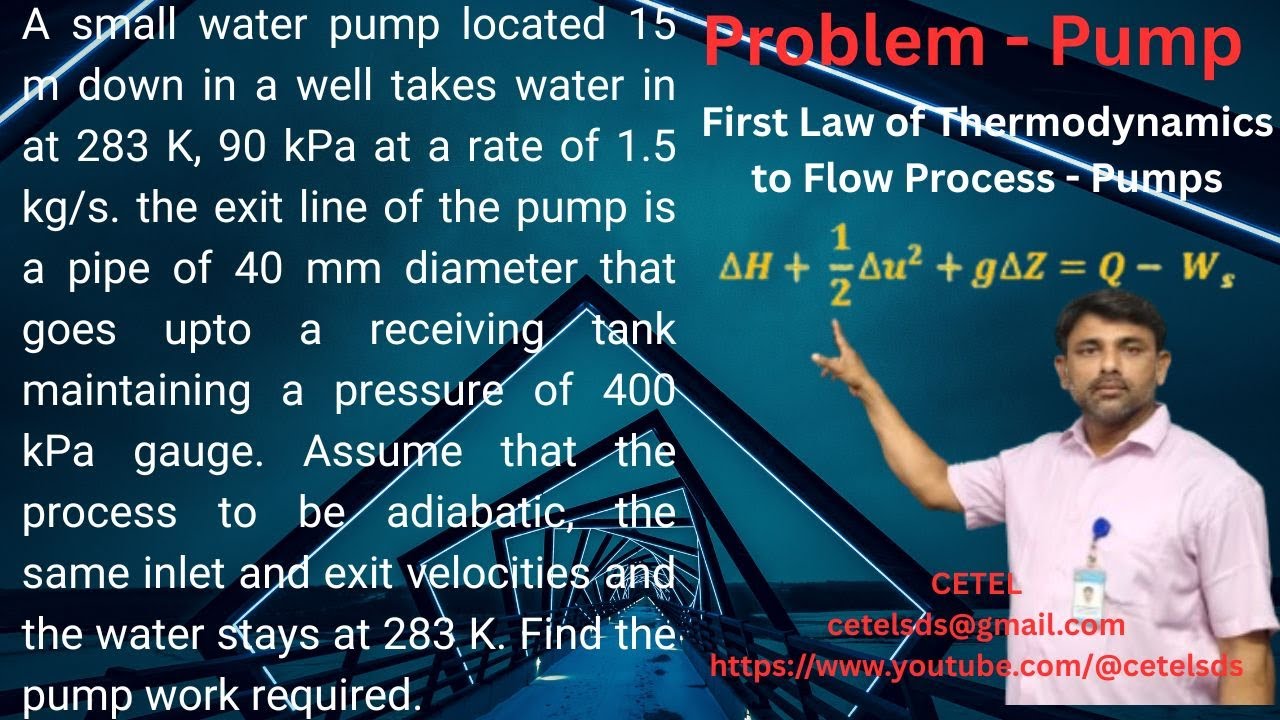 Estimation of Pump Work Required   Application of First Law of Thermodynamics to Flow Process
