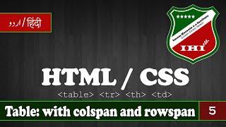 Full HTML  CSS Tutorial 5 | Table with colspan and rowspan in HTML (Urdu / Hindi) iHi Update