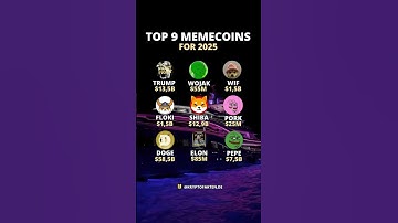 Top 9 Memecoins for 2025!🚀 #viral #crypto #2025 #bullrun #memecoins #trump2024 #elonmusk #memecoin