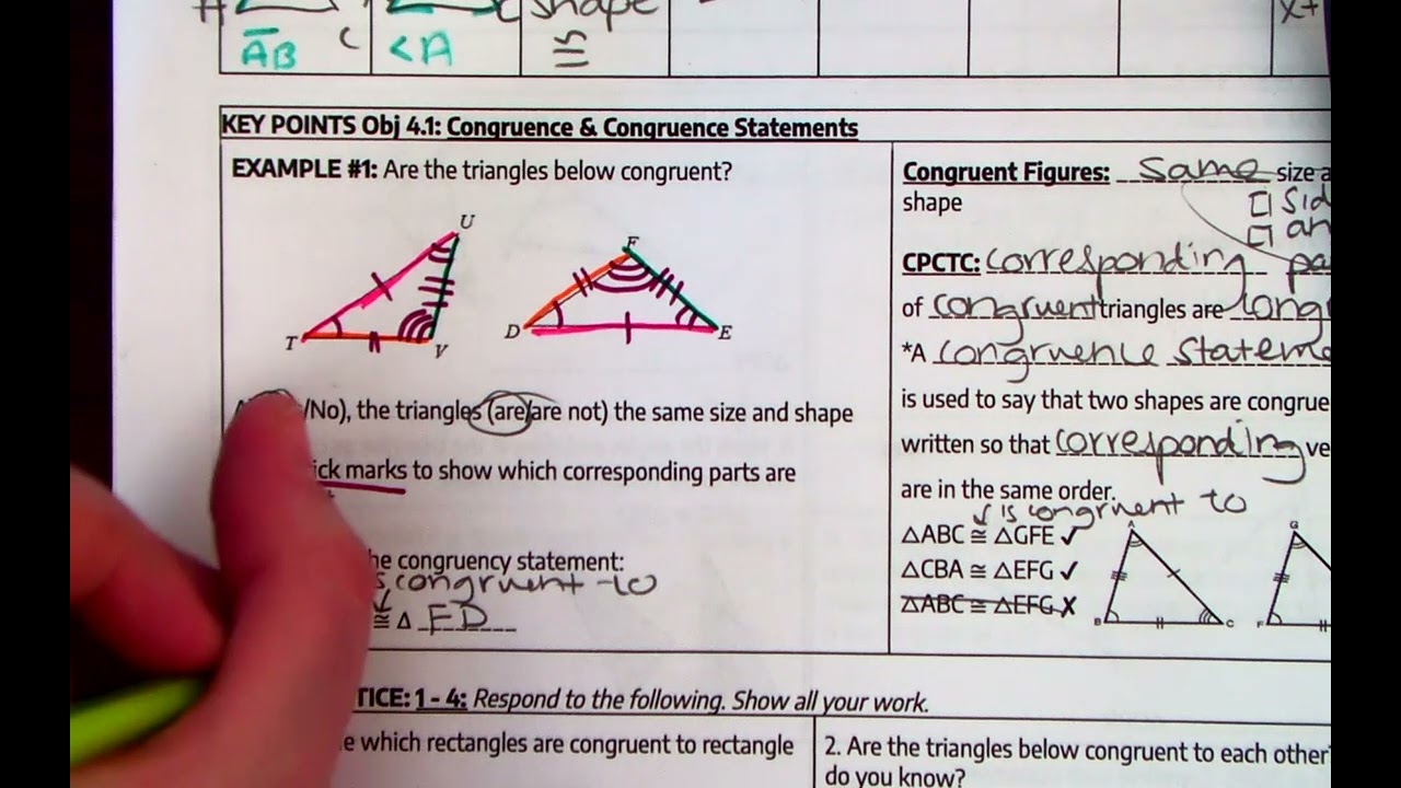 Obj 4.1 Key Points Video -  Congruent Figures