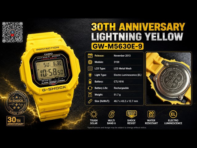 G-Shock GW-M5630E-9 Lightning Yellow | 30thAnniversary Battery