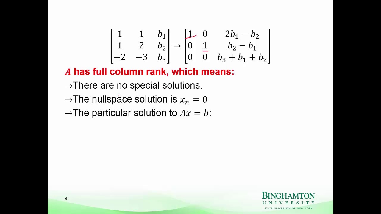 EECE212 Note Set 16b   Summary of Cases for Ax=b