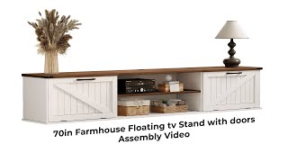 70In Farmhouse Floating Tv Stand With Doors