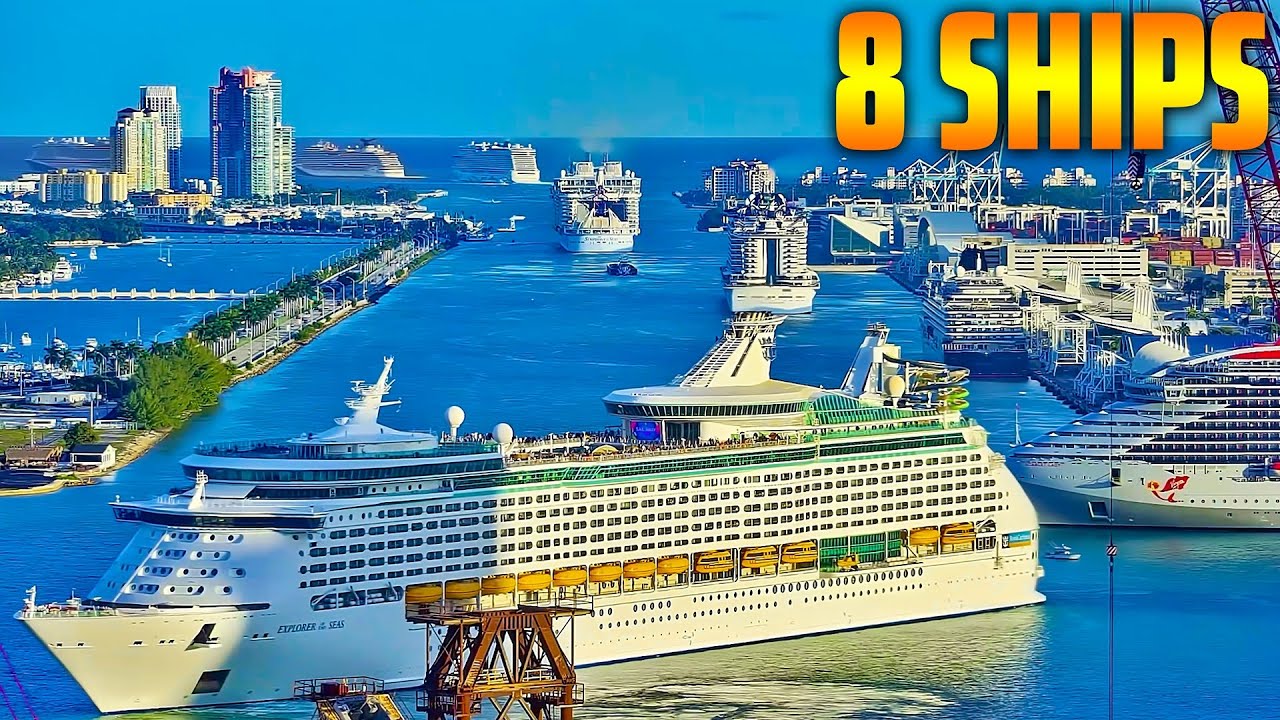Пробка на круизных лайнерах в порту Майами | Отправления 1 мая 2025 г.