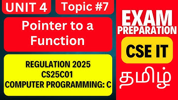 CS25C01 C Programming | Pointer to a Function | Anna University R2025