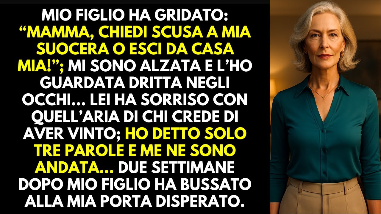 Mio figlio gridò: “Mamma, scusati con mia suocera o lascia casa!” Non attendeva la mia risposta…