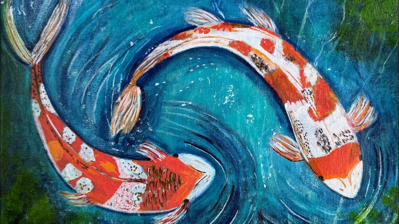 Koi Fish Acrylic Painting Step by Step | Relaxing Art Process 🎨🐟